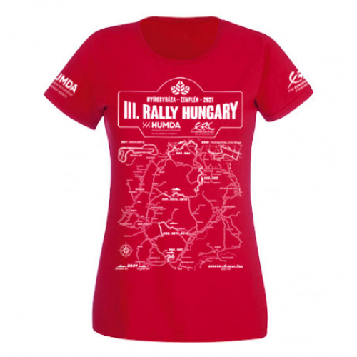 RALLY HUNGARY 2021 térképes női felső, piros