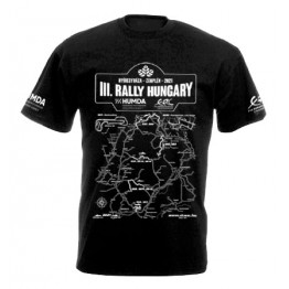 RALLY HUNGARY 2021 térképes férfi póló, fekete