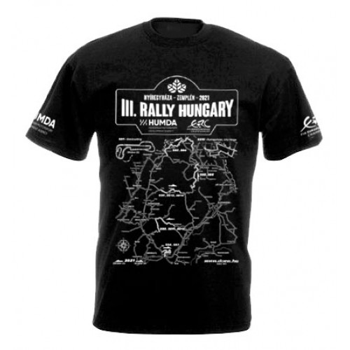 RALLY HUNGARY 2021 térképes férfi póló, fekete