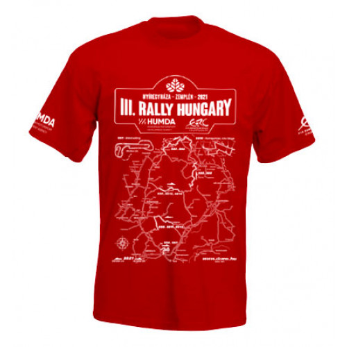 RALLY HUNGARY 2021 térképes férfi póló, piros