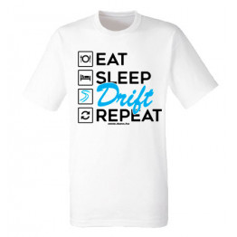 EAT SLEEP DRIFT férfi póló, fehér