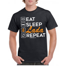 EAT SLEEP LADA férfi póló, fekete 