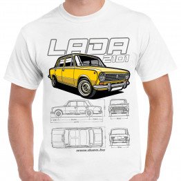 LADA 2101 CARTOON férfi póló, fehér
