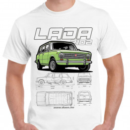 LADA 2102 CARTOON férfi póló, fehér