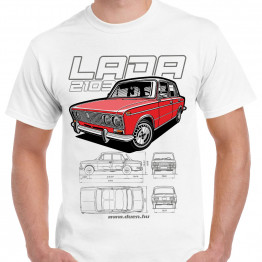 LADA 2103 CARTOON férfi póló, fehér