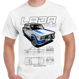 LADA VFTS CARTOON férfi póló, fehér