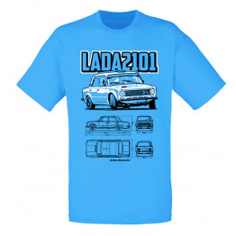 LADA 2101 MÉRETEKKEL férfi póló, azúrkék LADA 2101 MÉRETEKKEL férfi póló, azúrkék