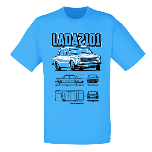 LADA 2101 MÉRETEKKEL férfi póló, azúrkék