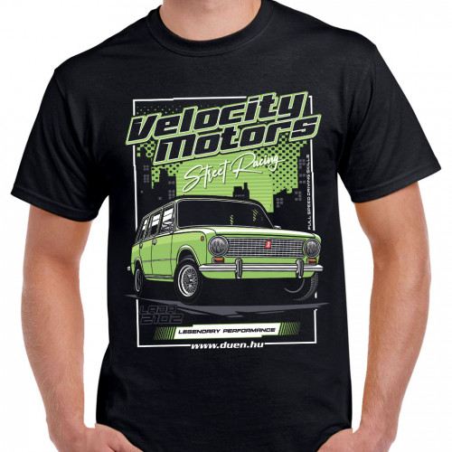 VELOCITY MOTORS - LADA 2102 férfi póló, fekete