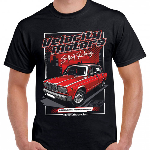 VELOCITY MOTORS - LADA 2107 férfi póló, fekete VELOCITY MOTORS - LADA 2107 férfi póló, fekete