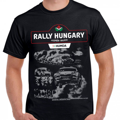 RALLY HUNGARY 2025 CARS férfi póló, fekete