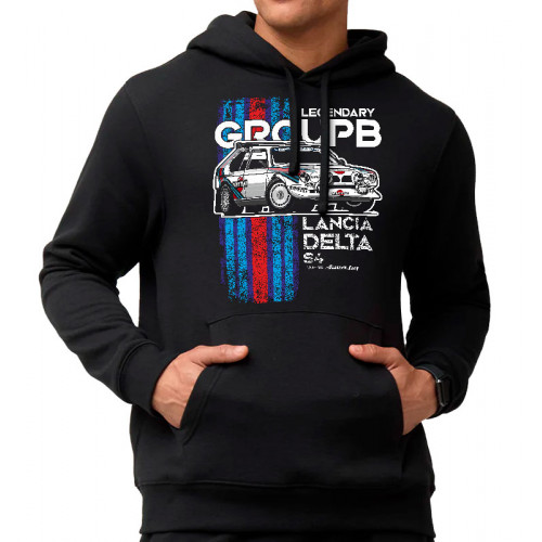 GroupB - LANCIA Delta S4 kapucnis pulóver, fekete GroupB - LANCIA Delta S4 kapucnis pulóver, fekete
