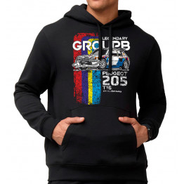 GroupB - PEUGEOT 205 T16 kapucnis pulóver, fekete GroupB - PEUGEOT 205 T16 kapucnis pulóver, fekete