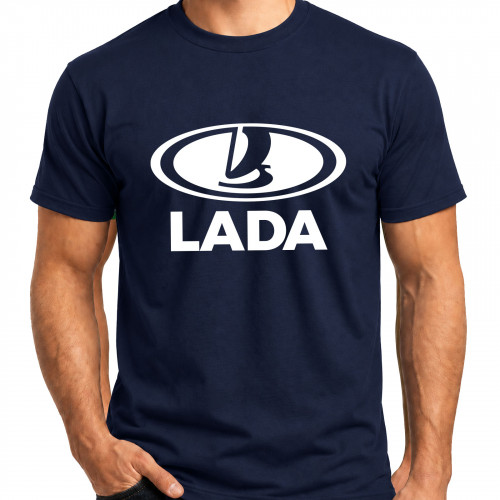 BASIC Lada logo férfi póló, navy