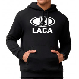 BASIC Lada logo kapucnis pulóver, fekete