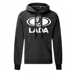 BASIC Lada logo kapucnis pulóver, sötétszürke