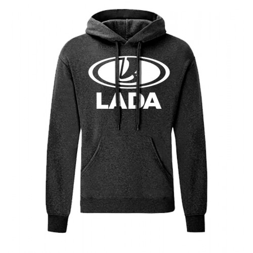 BASIC Lada logo kapucnis pulóver, sötétszürke