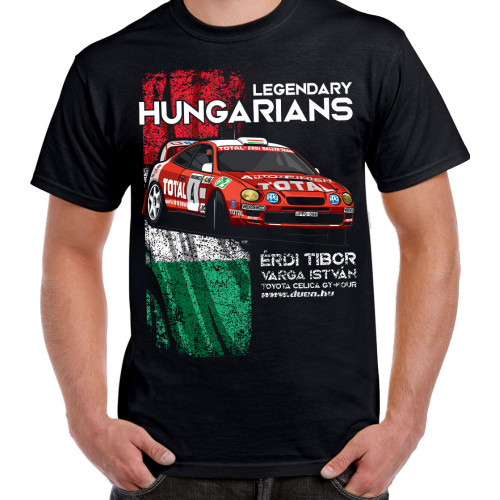 LEGENDARY HUNGARIANS - ÉRDI TIBOR - Toyota Celica GT-Four férfi póló, fekete LEGENDARY HUNGARIANS - ÉRDI TIBOR - Toyota Celica GT-Four férfi póló, fekete