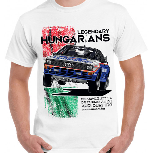 LEGENDARY HUNGARIANS - FERJÁNCZ ATTILA - Audi Quattro férfi póló, fehér