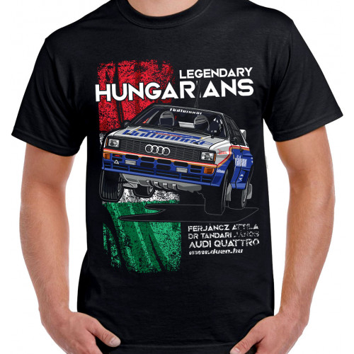 LEGENDARY HUNGARIANS - FERJÁNCZ ATTILA - Audi Quattro férfi póló, fekete