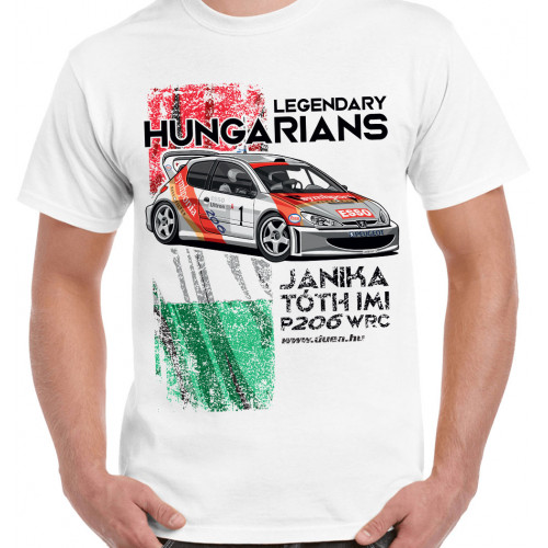 LEGENDARY HUNGARIANS - JANIKA - P206WRC férfi póló, fehér LEGENDARY HUNGARIANS - JANIKA - P206WRC férfi póló, fehér