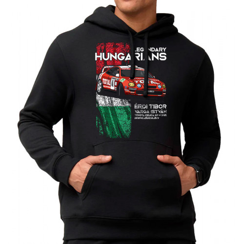 LEGENDARY HUNGARIANS - ÉRDI TIBOR - Toyota Celica GT-Four - kapucnis pulóver, fekete LEGENDARY HUNGARIANS - ÉRDI TIBOR - Toyota Celica GT-Four - kapucnis pulóver, fekete