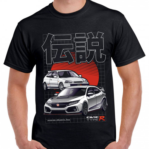 TUNING - Honda Civic TypeR LEGEND - fekete póló