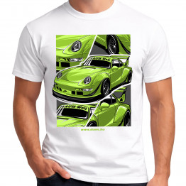 TUNING - Porsche RWB green fehér póló