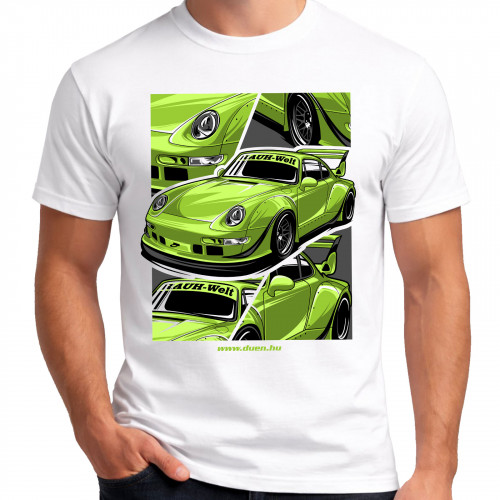 TUNING - Porsche RWB green fehér póló