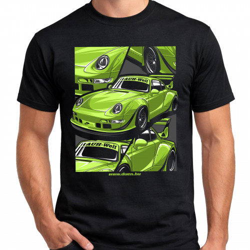 TUNING - Porsche RWB green fekete póló TUNING - Porsche RWB green fekete póló
