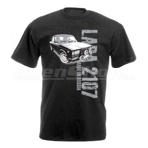 MADE IN RUSSIA Lada 2107 férfi póló, fekete MADE IN RUSSIA Lada 2107 férfi póló, fekete