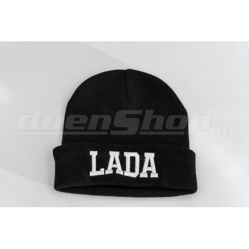 LADA kötött visszahajtott sapka, fekete