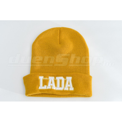 LADA kötött visszahajtott sapka, mustár