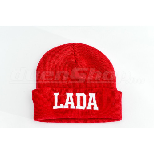 LADA kötött visszahajtott sapka, piros